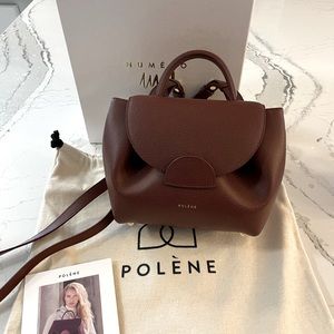 Polène Number One (Numero Un) Nano. Burgundy Textured Leather